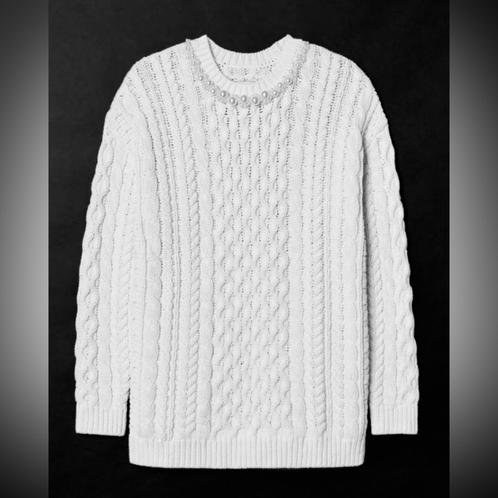 Simone Rocha x H&M unisex sweater with pearl trim collar size M